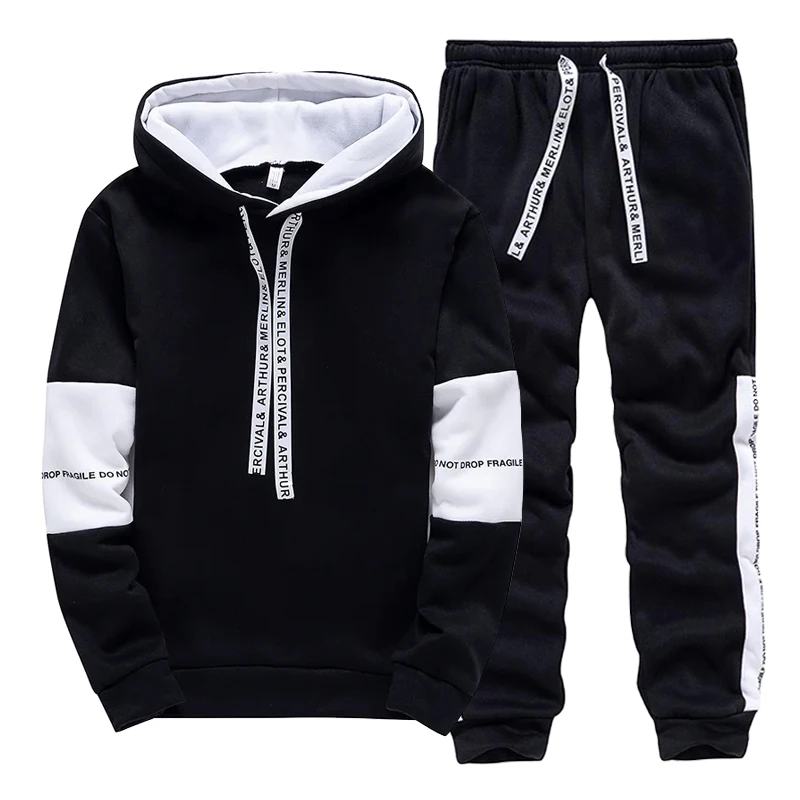 Men'S Fashion Pants - Conjunto de Moletom Masculino Preto e