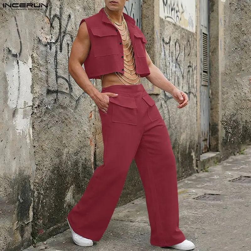 Men'S Fashion Pants - Conjuntos Masculinos INCERUN: Camisetas Regata Sólidas