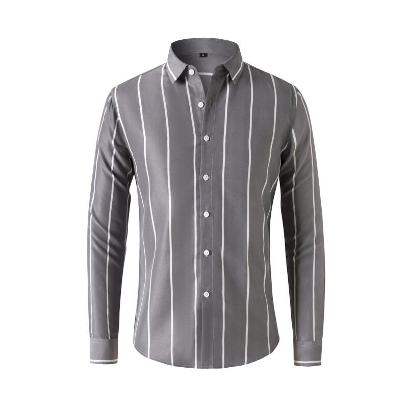 Men'S Fashion Clothing - Camisa Social Masculina Listrada de Manga
