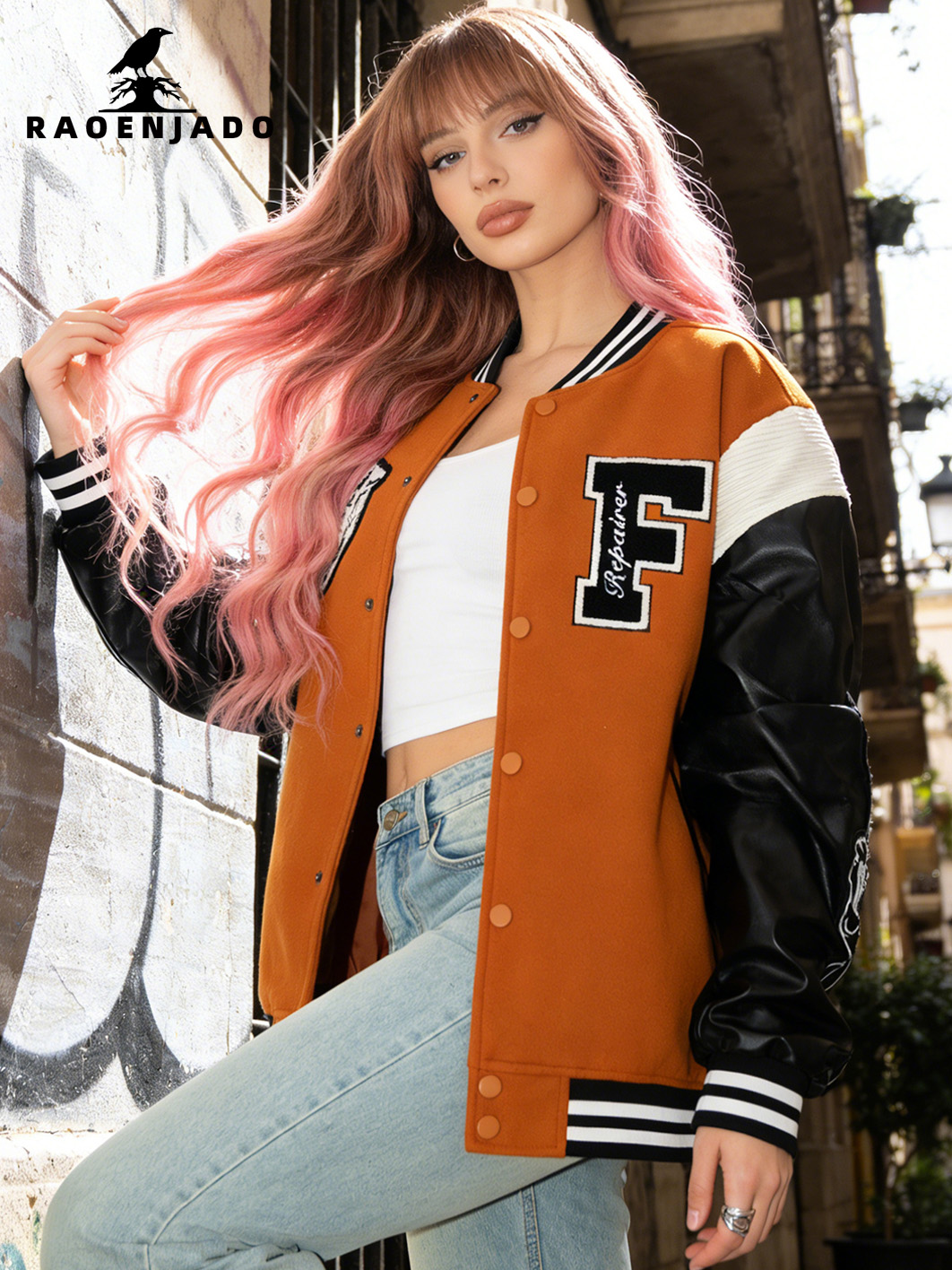 Varsity Jacket Letterman - Jaqueta Casual Feminina Estilo Varsity, Casaco