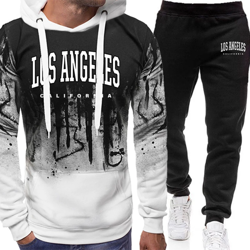 Men'S Fashion Clothing - Conjunto de Moletom Masculino Estampado Casual