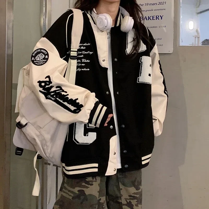 Varsity Jacket Letterman - Y2k jaqueta bomber de lã de