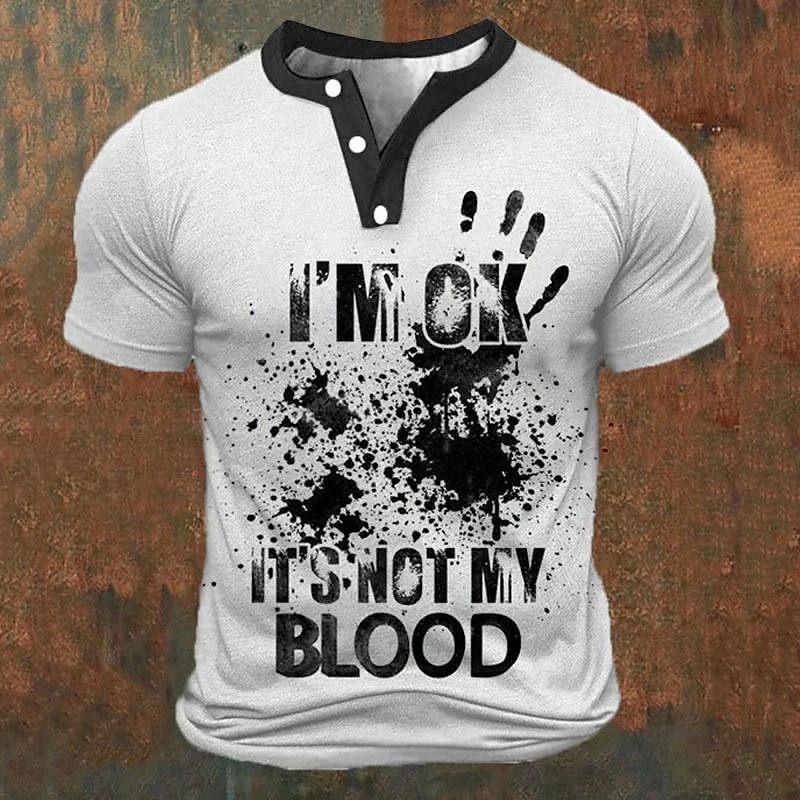 Men'S Fashion Clothing - Camisetas Henley Masculinas com Estampa Divertida