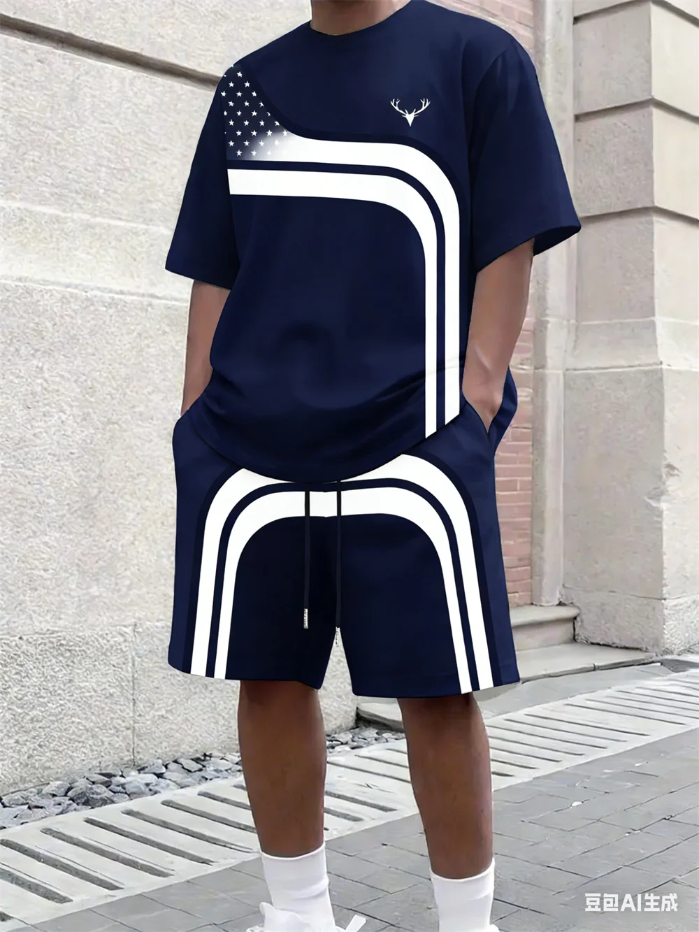 Men'S Fashion Clothing - Conjunto de T-shirt e Shorts Masculino