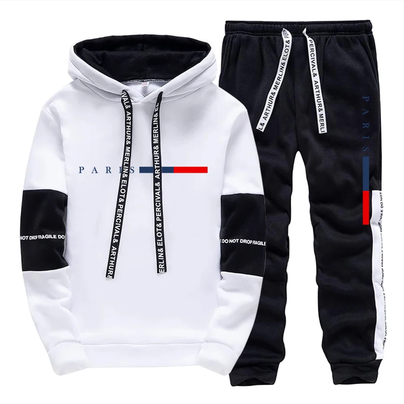 Men'S Fashion Pants - Conjunto Masculino/ Moletom com Capuz/ Calças