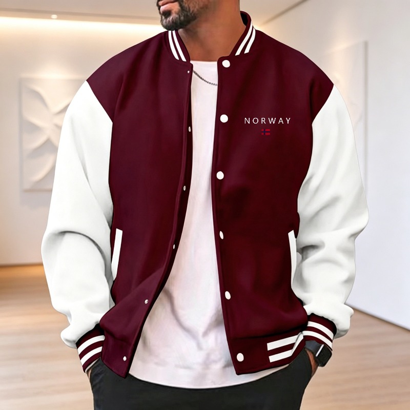 Varsity Jacket Letterman - Jaqueta Varsity Masculina em Vermelho Vinho