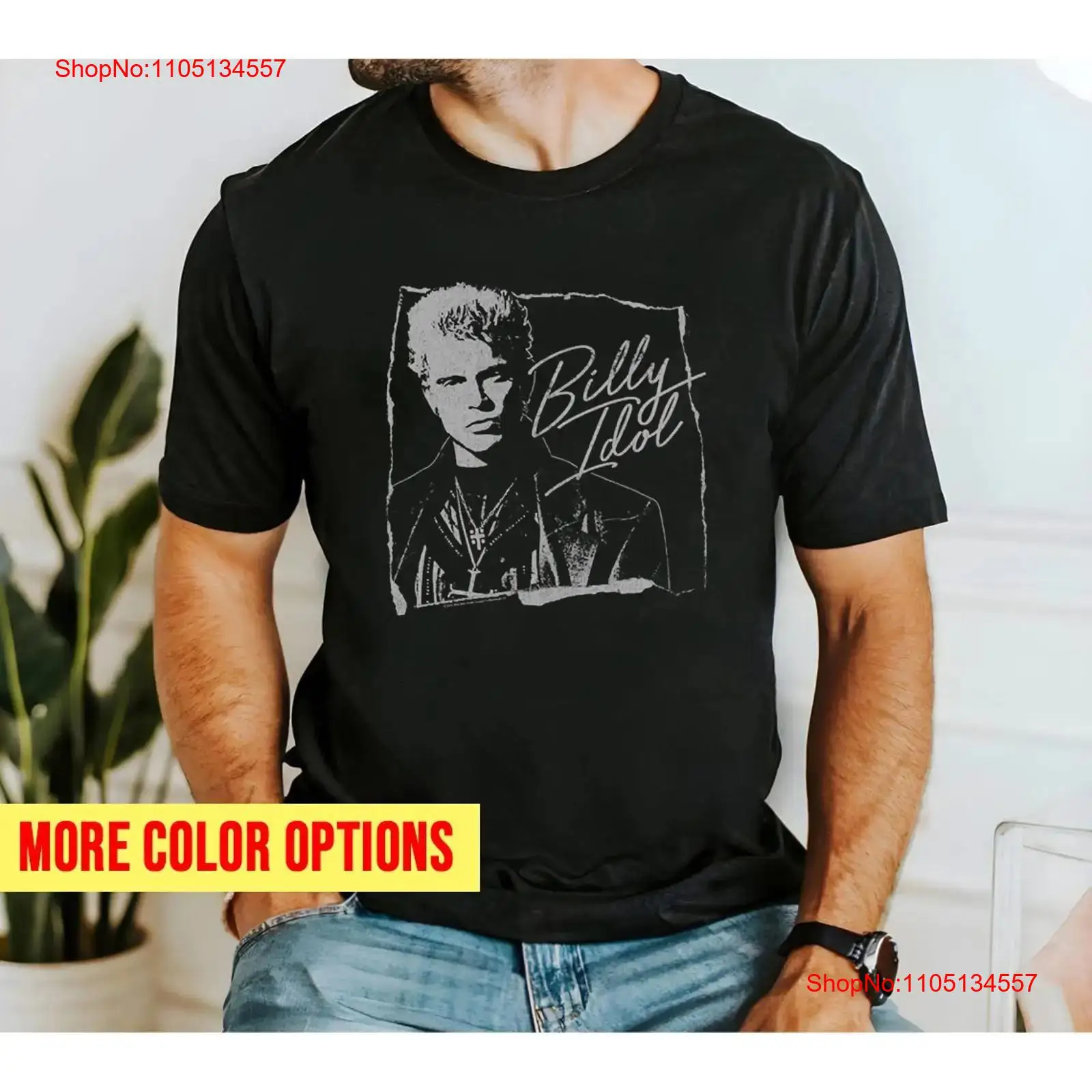 Billy idol rasgado e cursivo t - Men'S Fashion Everyday avaliação e preço