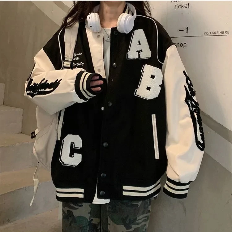 Y2k jaqueta bomber de lã de co - Varsity Jacket Letterman avaliação e preço