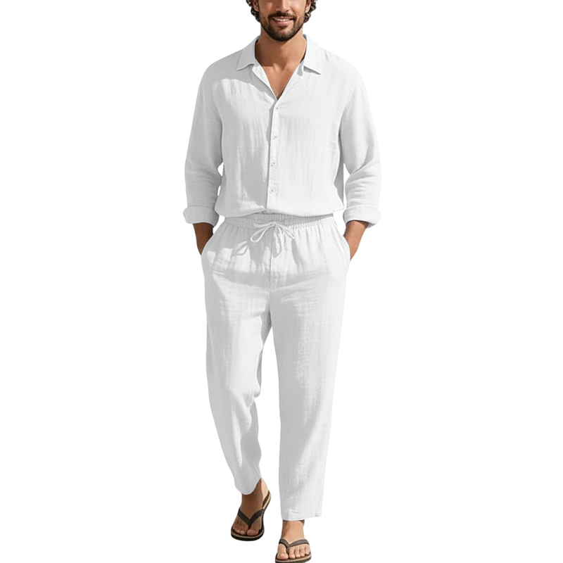 Conjuntos Casuais de Linho Pri - Men'S Fashion Pants avaliação e preço