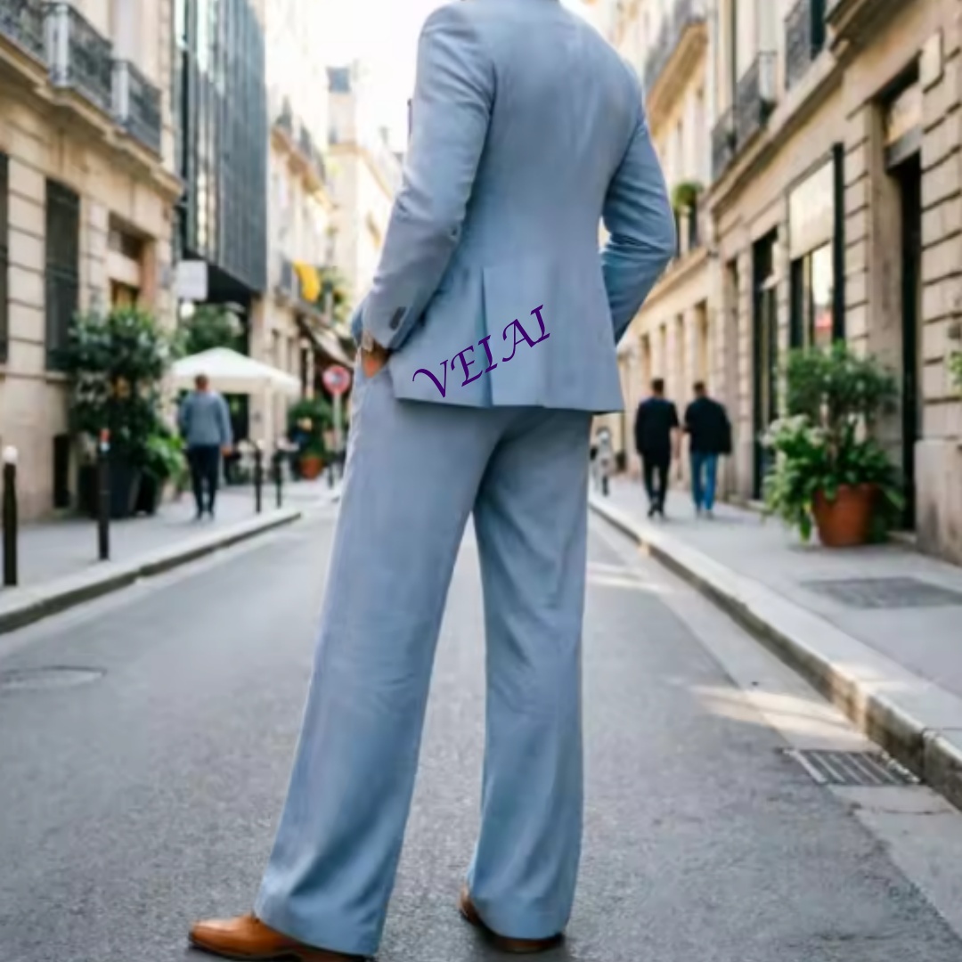 Terno de Casamento Azul Claro  - Slim Fit Blazer Men avaliação e preço